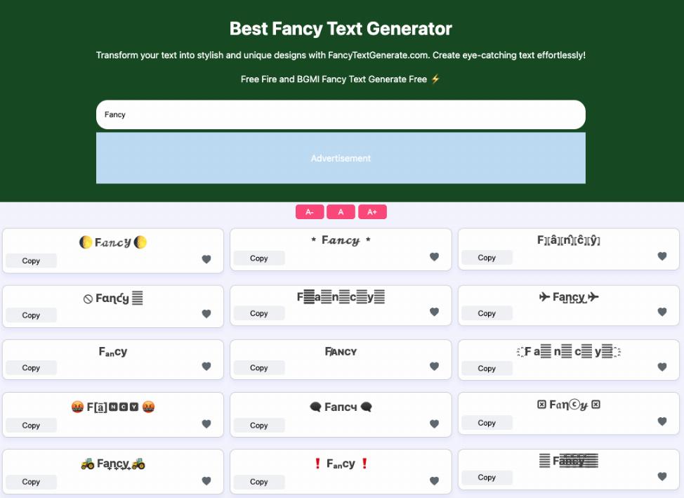 Fancy text generator blue colour for instagram bio